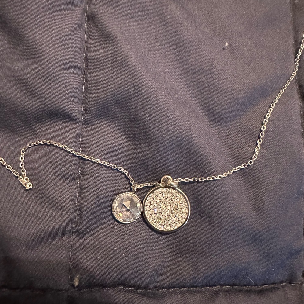 Michael kors silver tone crystal necklace